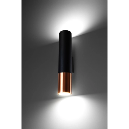Czarno-miedziana lampa ścienna dwustronna tuba SL.0944 z serii LOOPEZ 3