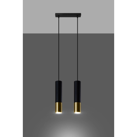 Lampa wisząca z czarno-złotymi tubami SL.0953 z serii LOOPEZ 2 3