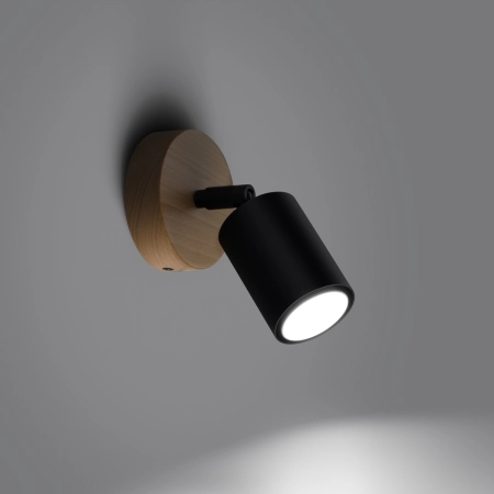 Czarny, mały reflektor ścienny z drewnem SL.1290 z serii VERDO - 3