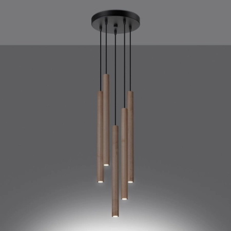 Czarna lampa wisząca z drewnianymi zwisami SL.1270 z serii PASTELO - 3