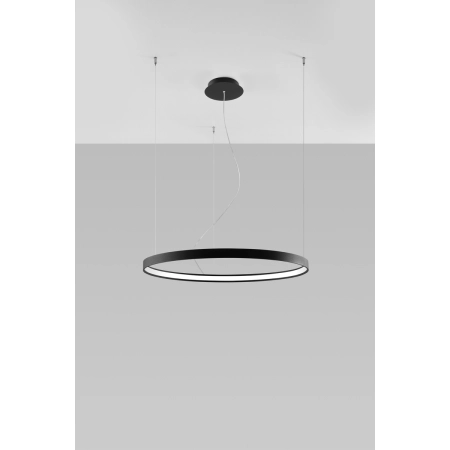Lampa wisząca pozioma, czarna obręcz ⌀78cm 3000K TH.101 z serii RIO 3