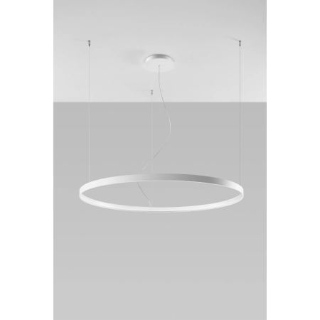 Pozioma, biała lampa wisząca obręcz LED ⌀110cm 3000K TH.104 z serii RIO 3