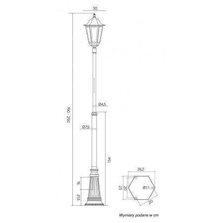Czarna lampa ogrodowa, wysoka latarnia OGMWN 1 z serii RETRO MAXI -3