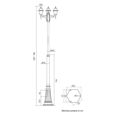 Tradycyjna lampa stojąca, wysokość regulowana OGMWN 2 N z serii WITRAŻ -2