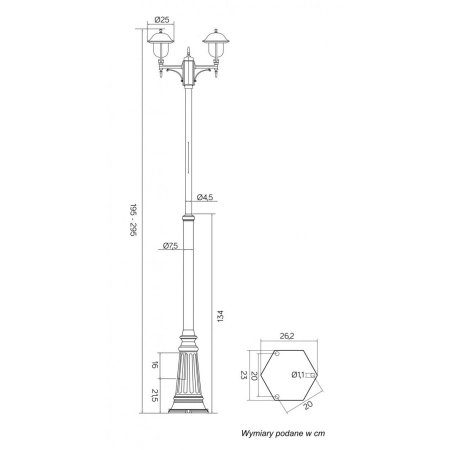 Lampa ogrodowa z regulowaną wysokością OGMWN 2 O z serii PRINCE -5