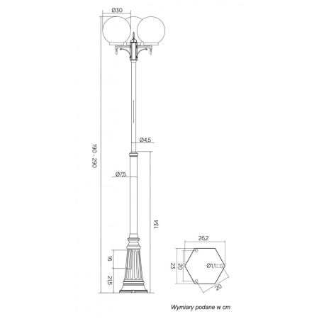 Wysoka, regulowana lampa ogrodowa OGMWN 3 300 z serii KULE CLASSIC -5