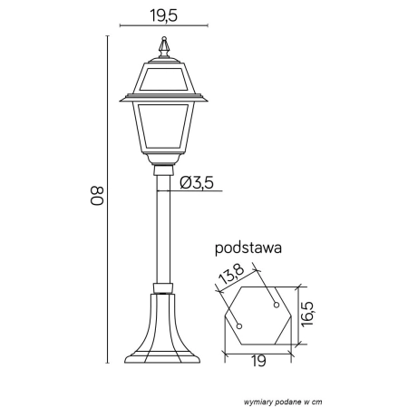 Klasyczna, witrażowa lampa ogrodowa K 5002/3/N z serii WITRAŻ -3