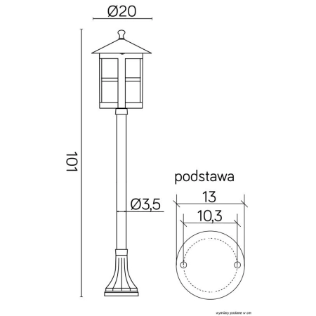 Klasyczna lampa ogrodowa o wysokości metra K 5002/2/TD z serii CORDOBA -1