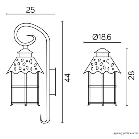 Unikalna lampa, kinkiet elewacyjny, ozdobny K 3012/1/R z serii TOLEDO -4