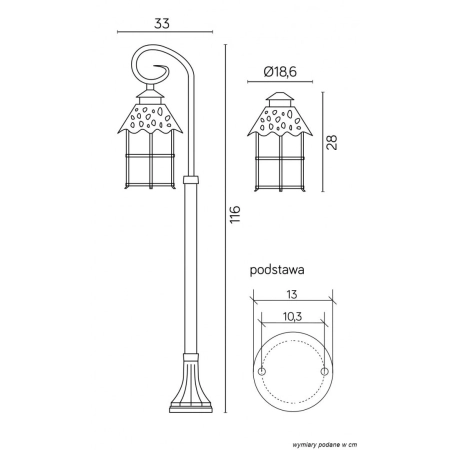 Lampa ogrodowa, uchwyt w kształcie ślimaka K 5002/2/R z serii TOLEDO -4