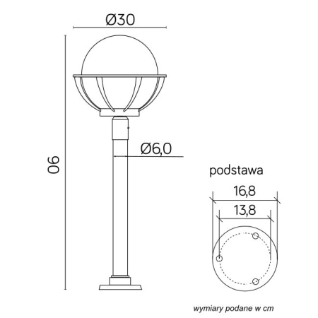 Gustowna lampa stojąca z kloszem, gwint E27 K 5002/2/KPO 250 -4