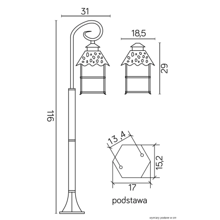Gustowna, zewnętrzna lampa ogrodowa K 5002/2/Z z serii CADIZ -3