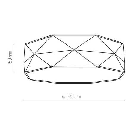 Szary, abażurowy, geometryczny plafon ⌀52cm TK 1566 z serii KANTOOR - wymiary