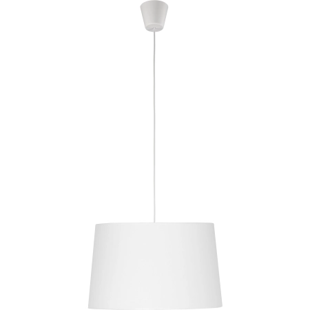 Lampa wisząca z szerokim, białym abażurem TK 1883 z serii MAJA WHITE