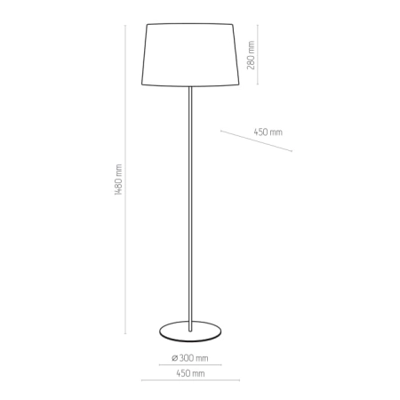 Biała, klasyczna lampa podłogowa do sypialni TK 2919 z serii MAJA WHITE - wymiary