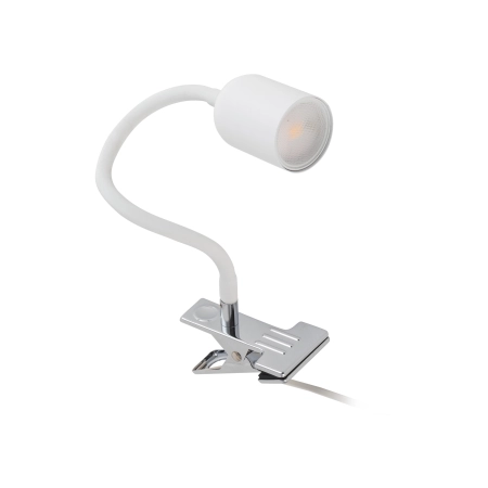 Biała, regulowana lampka biurkowa na klipsie TK 4559 z serii TOP
