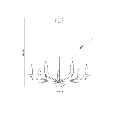 Industrialna lampa wisząca świecznik do salonu TK 4613 z serii LIMAL - wymiary