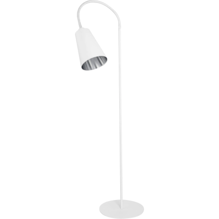 Lampa podłogowa z biało-srebrnym abażurem TK 5166 z serii WIRE SILVER