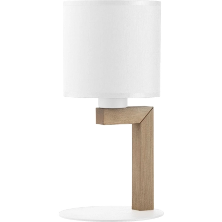 Stylowa, drewniana lampka stołowa z abażurem TK 5198 z serii TROY WHITE