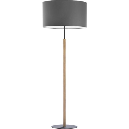 Lampa podłogowa z drewnianą nogą, do salonu TK 5218 z serii DEVA GRAPHITE