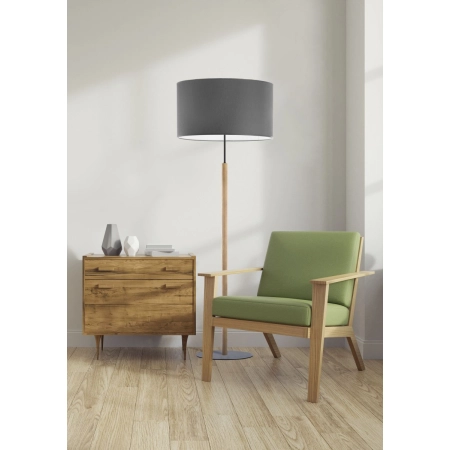 Lampa podłogowa z drewnianą nogą, do salonu TK 5218 z serii DEVA GRAPHITE - wizualizacja