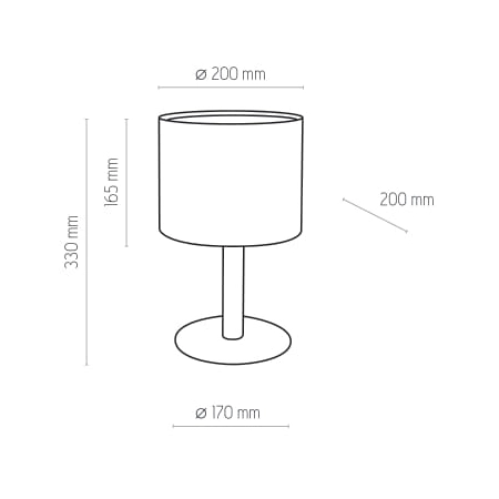 Klasyczna lampka stołowa z szarym abażurem TK 5219 z serii DEVA GRAPHITE - wymiary