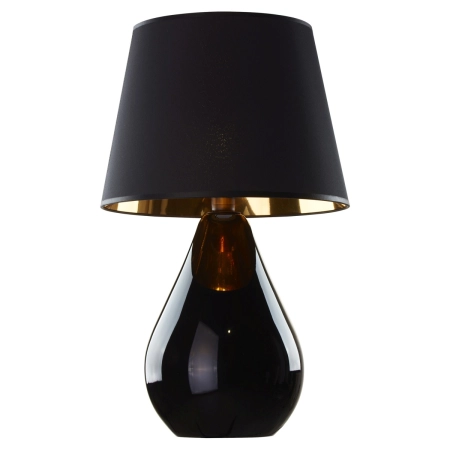 Elegancka, szklana, czarno-złota lampka stołowa TK 5454 z serii LACRIMA