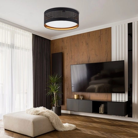 Elegancki, czarno-złoty plafon ø45cm, do sypialni TK 6047 z serii TAGO - wizualizacja