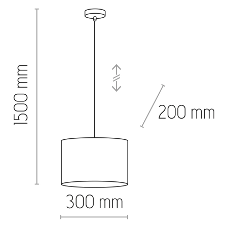 Klasyczna lampa wisząca z jutowym abażurem, do jadalni TK 6580 z serii JUTA - wymiary