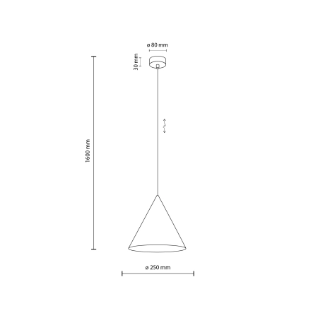 Klasyczna, stożkowa lampa wisząca ⌀25cm TK 6630 z serii CONO - wymiary