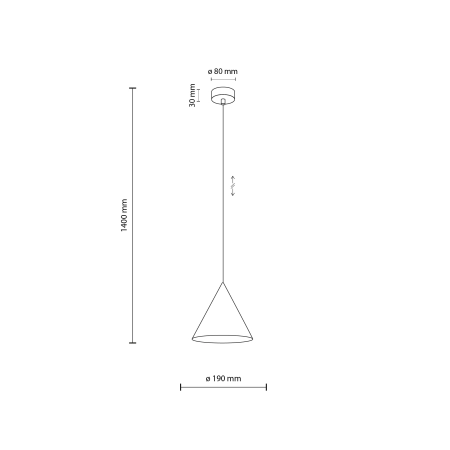 Ponadczasowa, stożkowa lampa wisząca ⌀19cm TK 10058 z serii CONO - wymiary