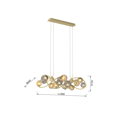 Stylowa, złota lampa wisząca do sypialni WF 7015-804 z serii METZ - wymiary
