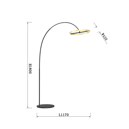 Designerska, czarno-złota lampa wisząca LED WF 5016-304 z serii BREST - wymiary