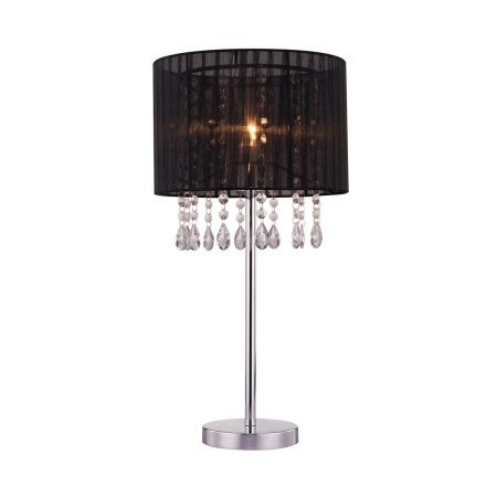 Lampka nocna z czarnym abażurem i kryształkami RLT93350-1B z serii LETA