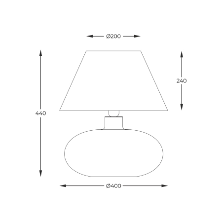Lampka stołowa z dymioną, szklaną podstawą 5521WH z serii ADANA - wymiary