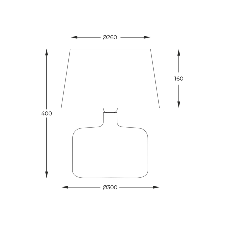 Stylowa lampka stołowa na szklanej nodze 5531BK z serii BATUMI - wymiary