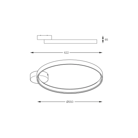 Designerska lampa sufitowa, czarny, ledowy okrąg LA0770 z serii CIRCLE - wymiary