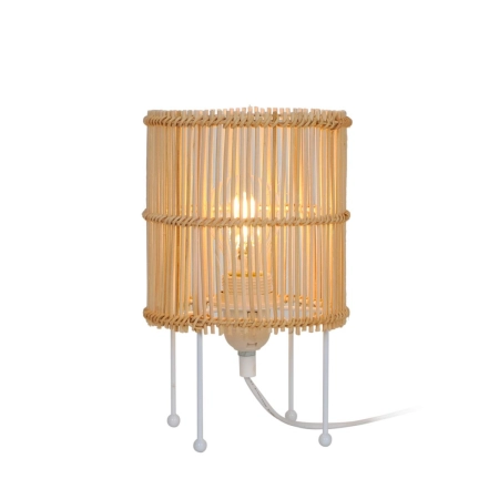 Lampka stołowa w stylu eco, wiklinowy abażur T19073D-D15 z serii EDIN