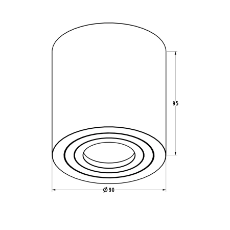 Ponadczasowa tuba, downlight do korytarza ACGU10-159-N z serii RONDIP - wymiary