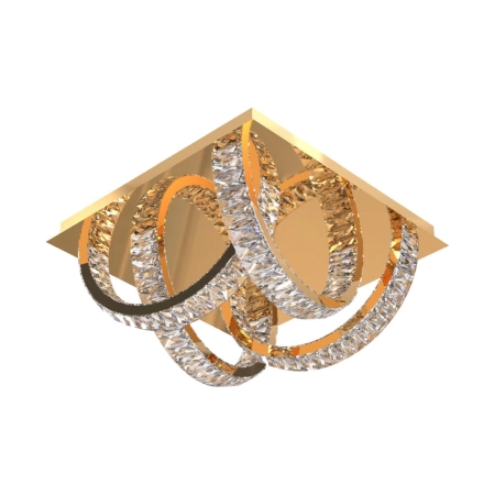 Ledowy, złoty plafon z kryształowymi ringami MX3274-4-3GT z serii TULA